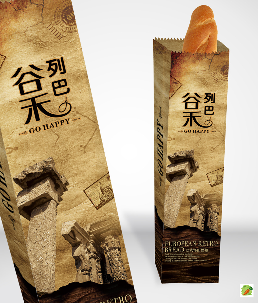 谷禾列巴面包紙袋設計圖0