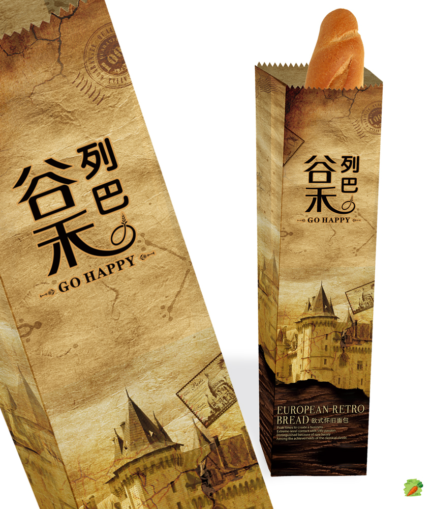 谷禾列巴面包紙袋設計圖1