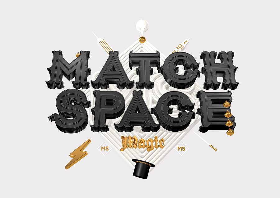 MATCH SPACE三維logo海報(bào)設(shè)計(jì)圖0