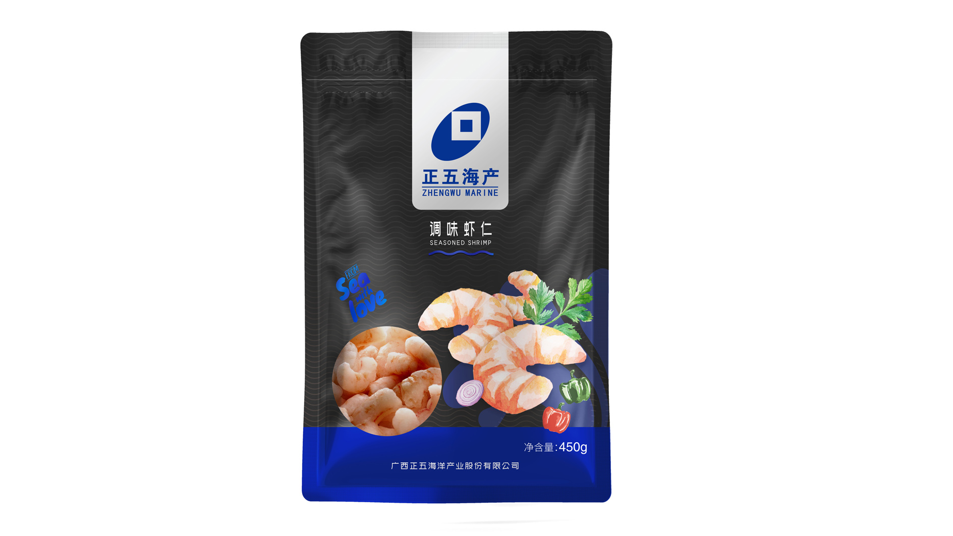 正五海洋品牌免浆虾仁食品包装设计