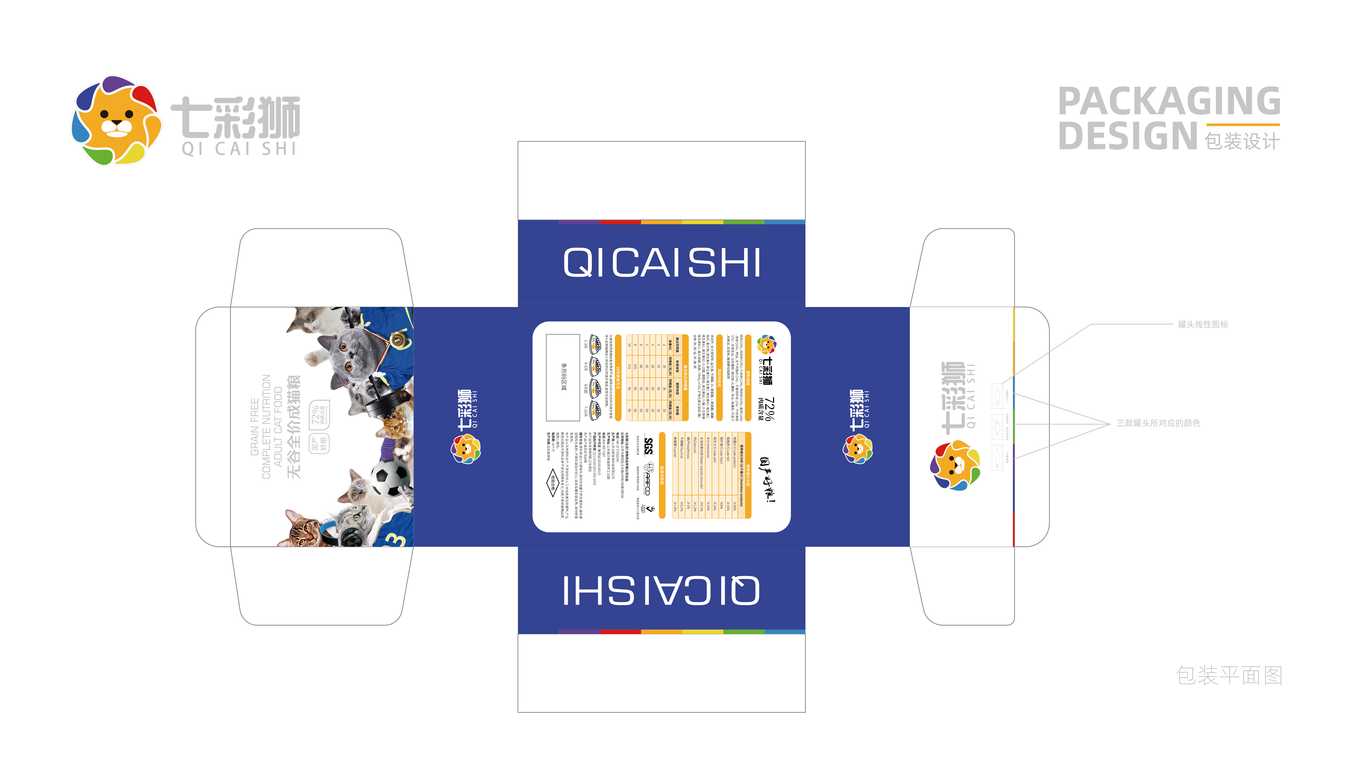 七彩獅貓糧包裝盒設(shè)計(jì)中標(biāo)圖1