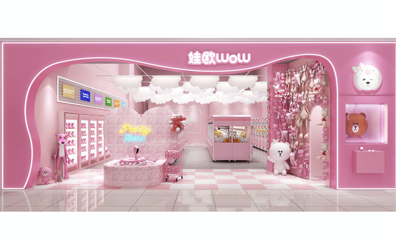 娃欧WOW夹娃娃店LOGO/品牌/门头/室内设计图5