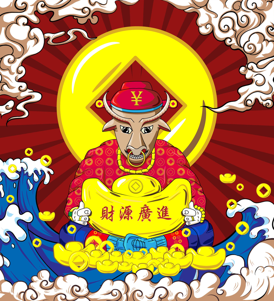 牛財(cái)神國(guó)潮板繪圖0
