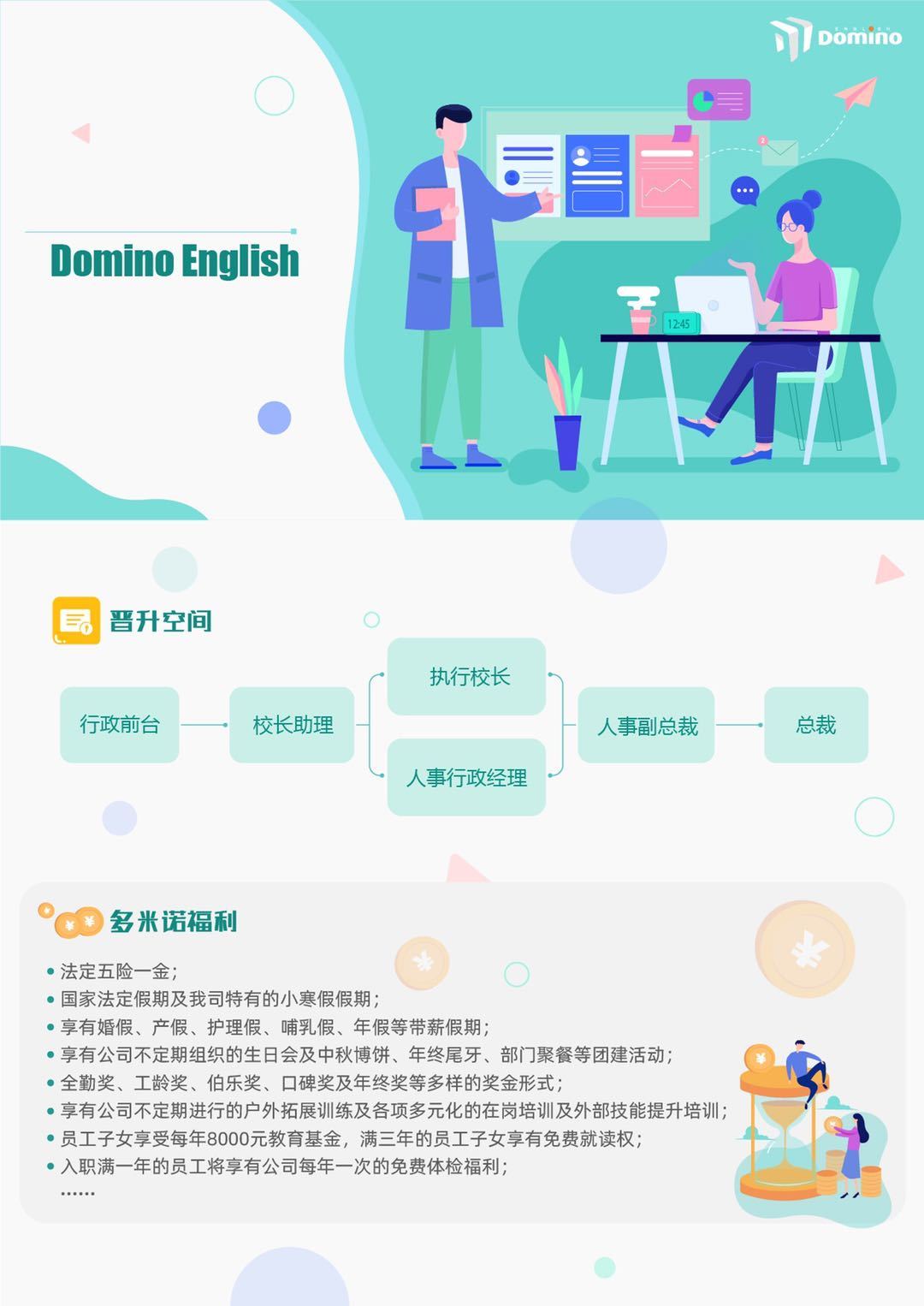 多米诺英语招聘单页、课程介绍单页图1