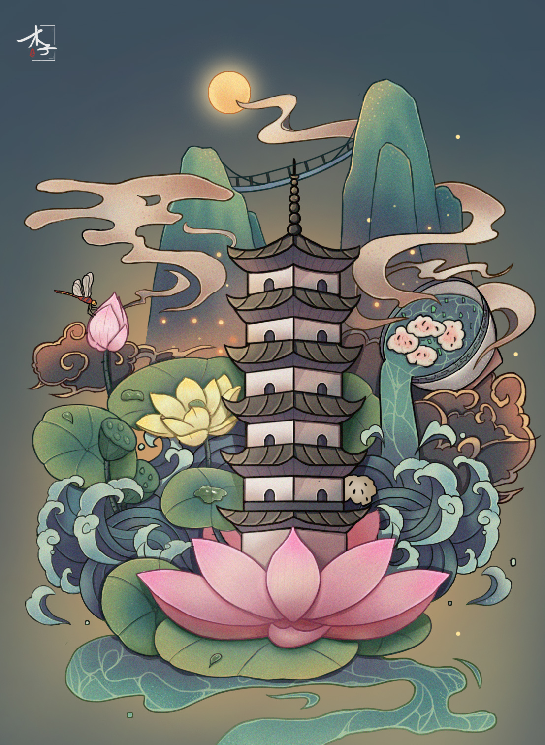 原創(chuàng  )國潮宣傳插畫(huà)圖0