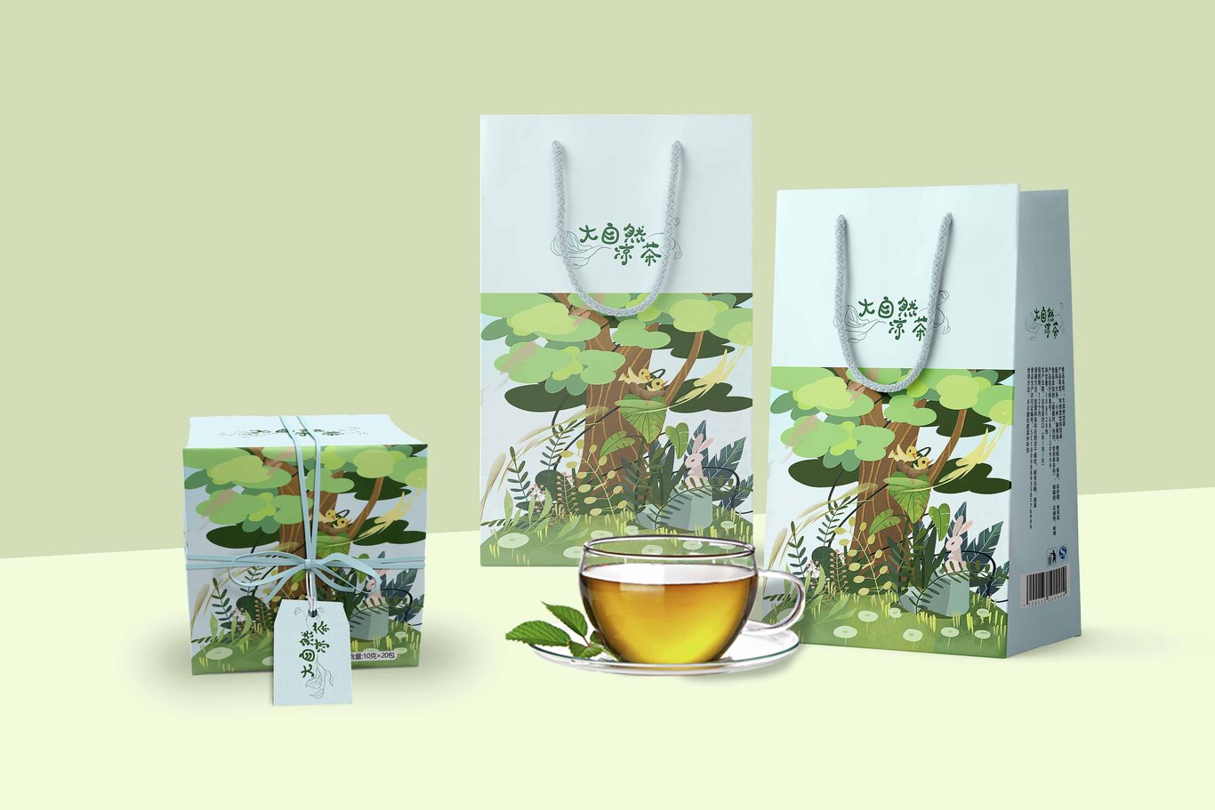 大自然涼茶包裝插畫(huà)設計圖3