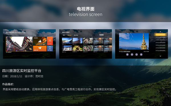 四川旅游局TV端旅游區(qū)實(shí)時(shí)監(jiān)控平臺(tái)界面設(shè)計(jì)