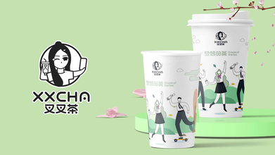 叉叉茶饮品LOGO设计