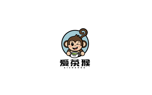 養(yǎng)生茶卡通logo——愛茶猴