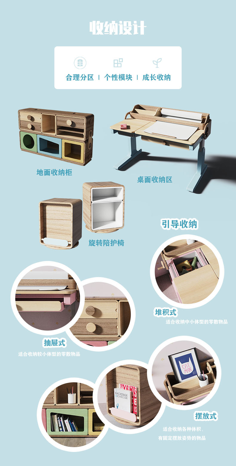 大收藏家——适应成长收纳学习桌图1
