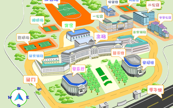 哈尔滨音乐学院手绘地图