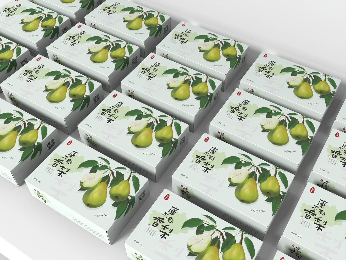 库尔勒香梨水果插画包装礼盒设计图7