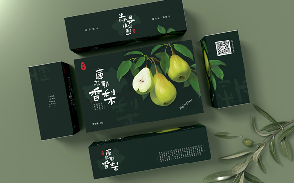 庫(kù)爾勒香梨水果插畫包裝禮盒設(shè)計(jì)