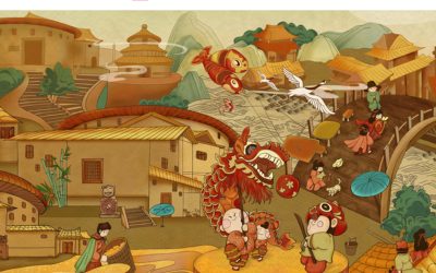 福建土樓文化創(chuàng)意長幅插畫