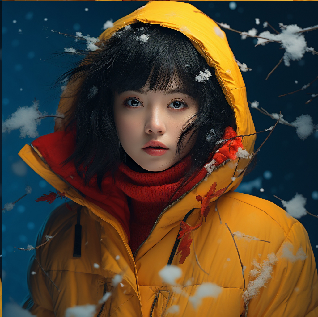 雪景少女圖1