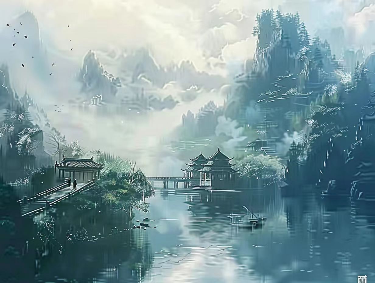 西塘某景點(diǎn)征集寫意山水Ai作品圖0