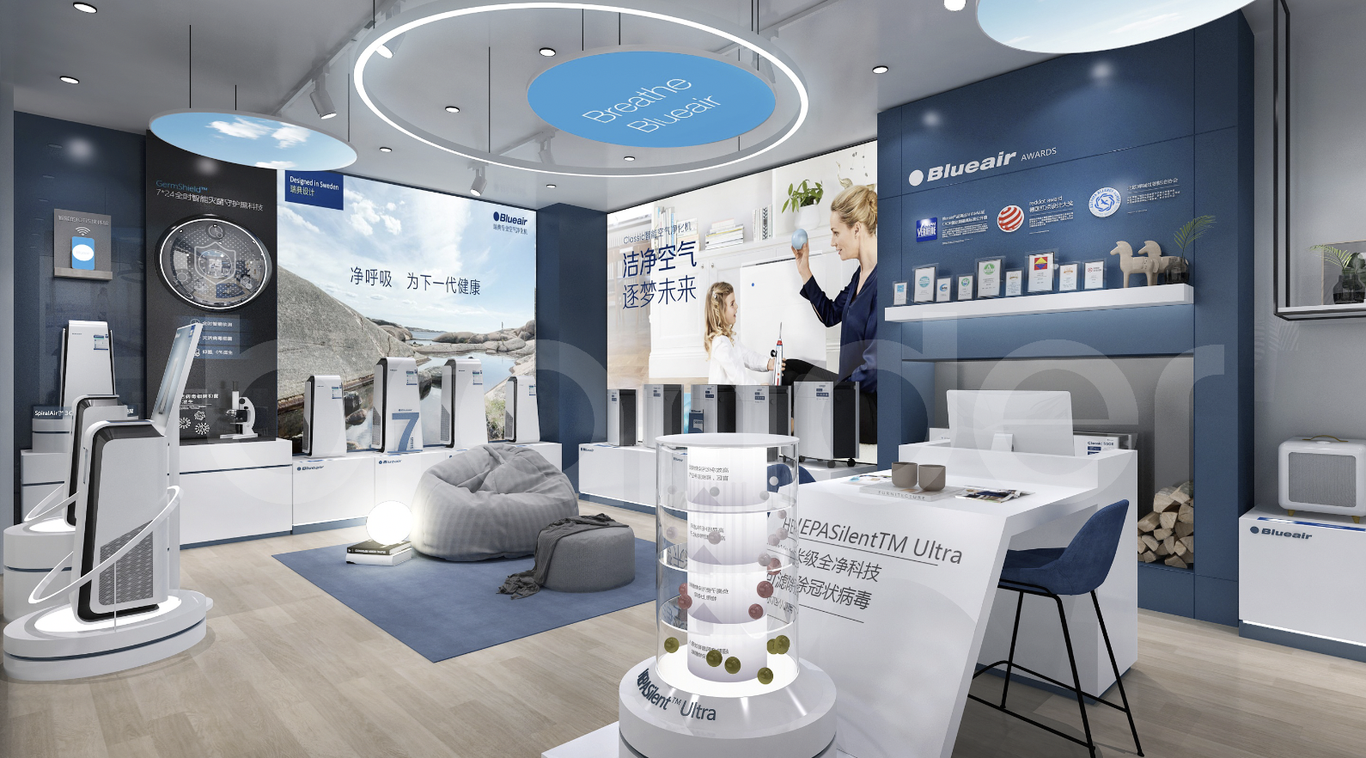上海blueair空氣凈化器地暖暖通si價(jià)格專(zhuān)柜設計展廳設計公司圖3
