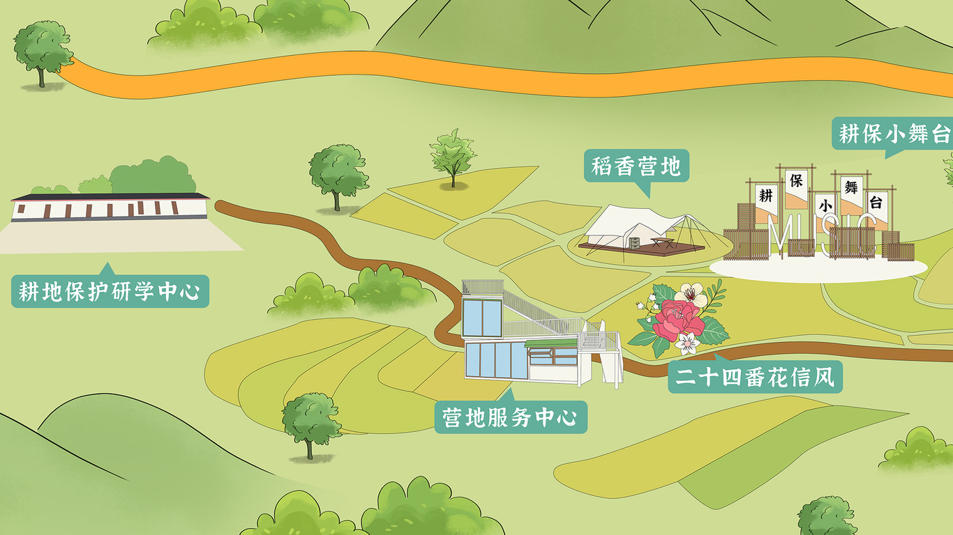 手绘地图设计—丘田间研学基地图1
