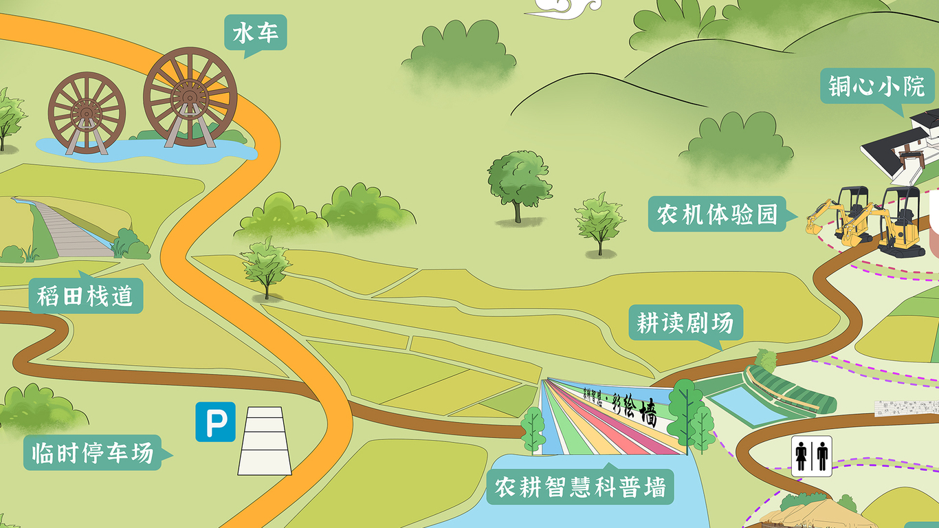 手绘地图设计—丘田间研学基地图2