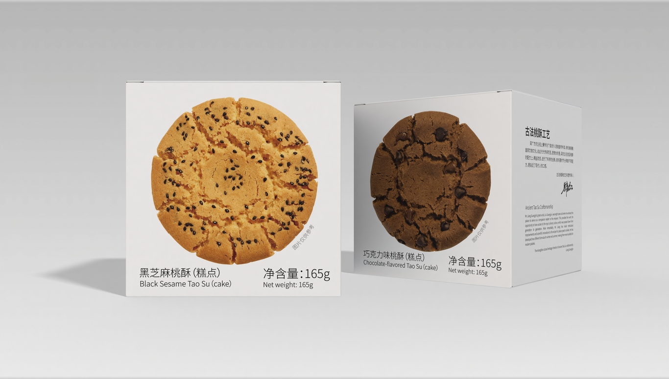 半糖时光 桃酥小方盒包装设计图0