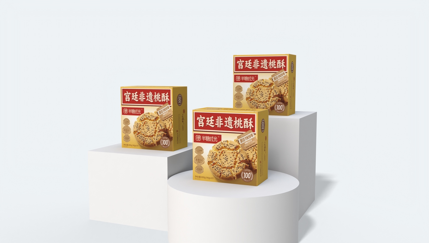 半糖时光 宫廷非遗桃酥盒子包装设计图11