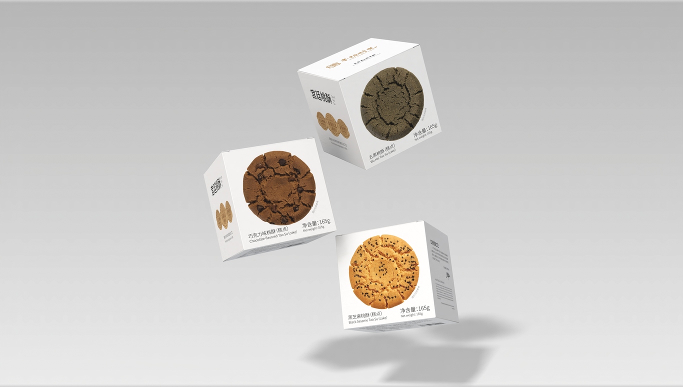 半糖时光 桃酥小方盒包装设计图1