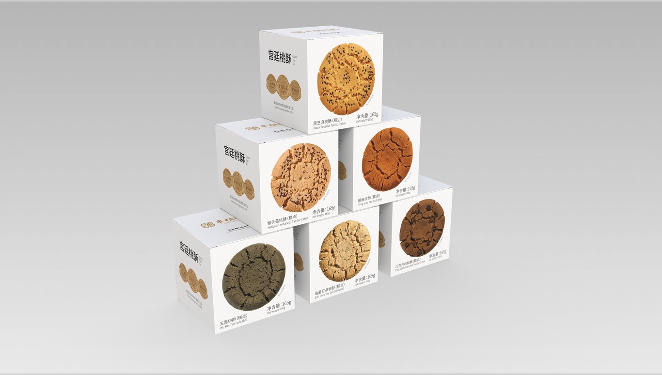 半糖时光 桃酥小方盒包装设计图3