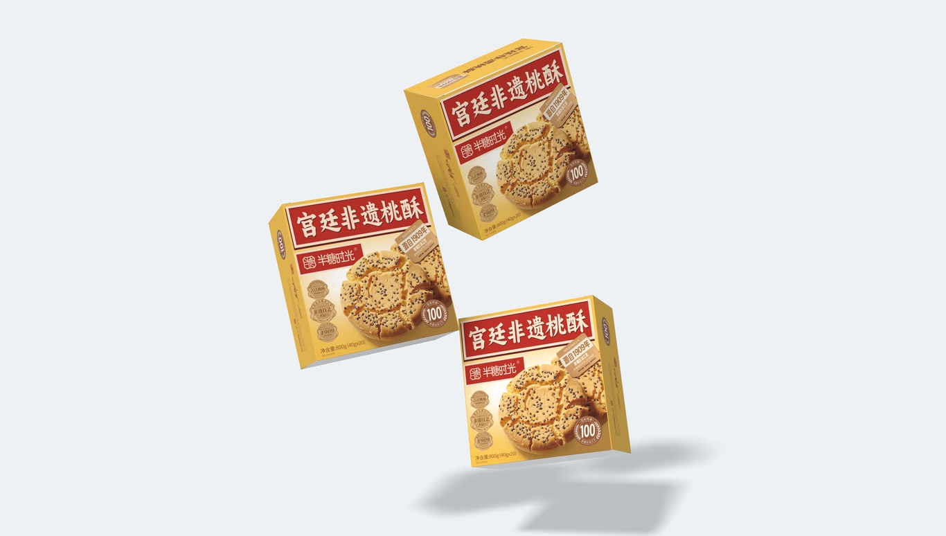 半糖时光 宫廷非遗桃酥盒子包装设计图10