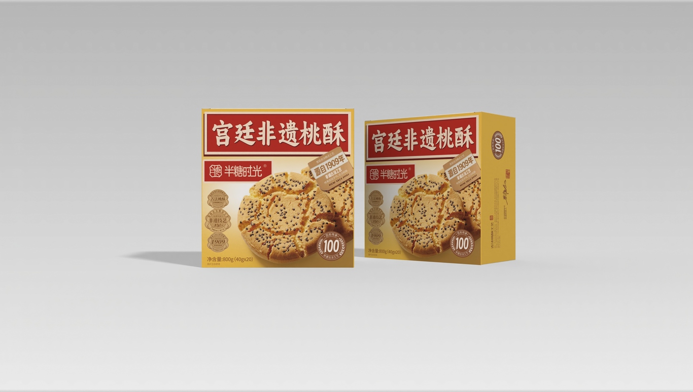 半糖时光 宫廷非遗桃酥盒子包装设计图8