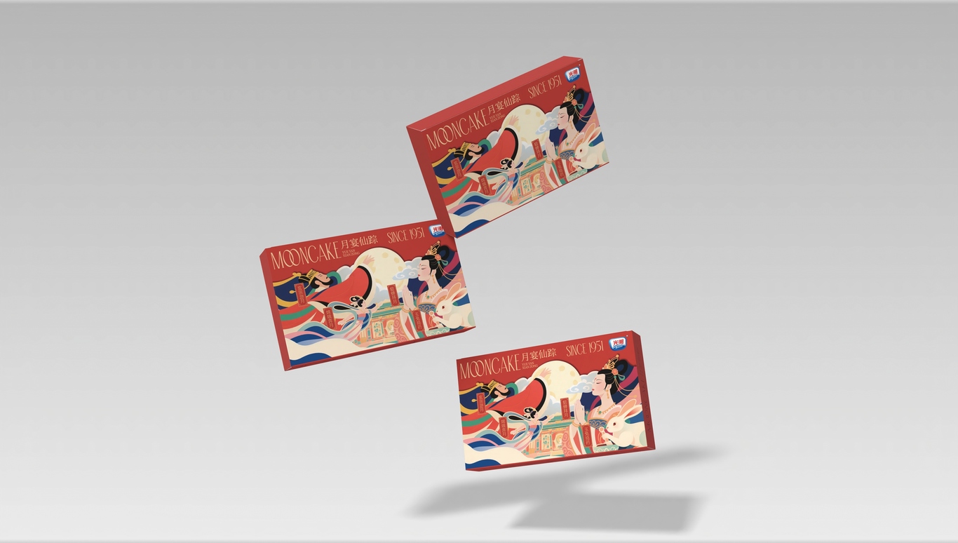 光明 中秋月饼礼盒8粒装包装设计图1