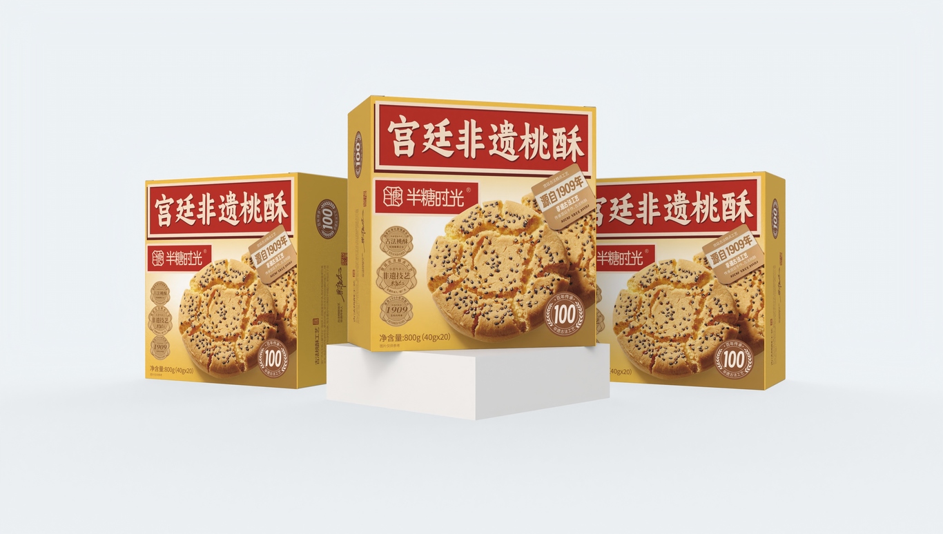 半糖时光 宫廷非遗桃酥盒子包装设计图13