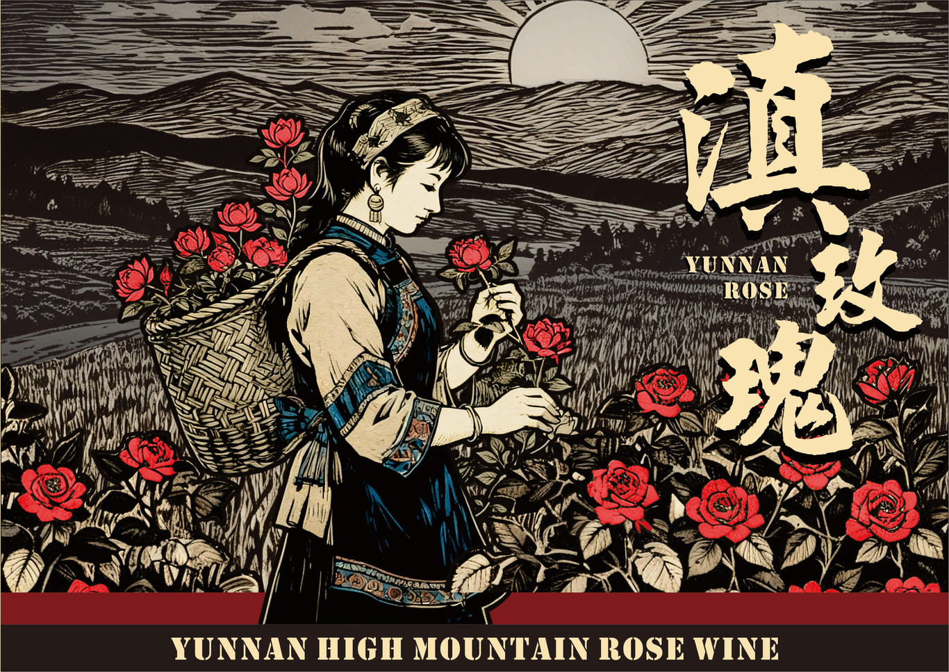 云南高原玫瑰花酒产品包装设计图0
