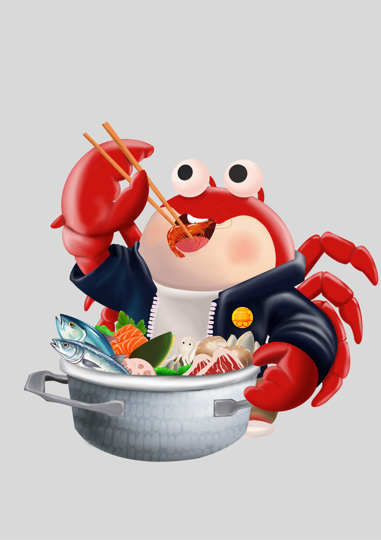 廊富贵海鲜餐厅IP卡通形象及海报设计图1