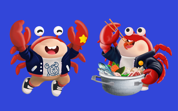 廊富貴海鮮餐廳IP卡通形象及海報設計